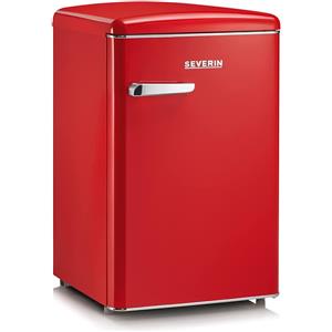 SEVERIN RKS 8830 Mini Frigorifero Retrò 108L, Frigorifero piccolo e silenzioso con diversi scomparti, Congelatore 13L e portabottiglie, 37 dB, Classe energetica D, Rosso