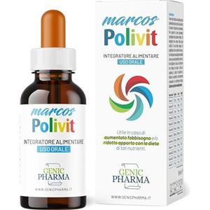 GENIC PHARMA Marcos Multivitaminico Completo Bambini Polivit 15ml, Difese Immunitarie Bambini in gocce, Vitamine per Bambini con massimo apporto nutritivo, Supporto alle Difese, Made in Italy