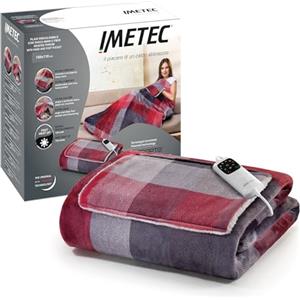 Imetec CaldoPlaid Velvet Tartan Plaid Riscaldabile con Tasca Mani e Piedi, Coperta Elettrica 150x110 cm, Basso Consumo, Tecnologia Adapto, Sicuro, Rapido Riscaldamento, 6 Temperature, Lavabile