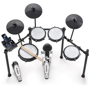Alesis Nitro Max Batteria Elettronica con Pelli Mesh Silenziose, Rullante a Doppia Zona da 10, Bluetooth, 440+ Suoni Autentici, Drumeo, USB MIDI, Pedale Grancassa