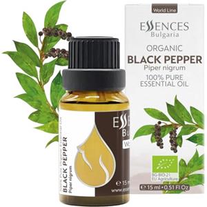 Essences Bulgaria Olio Essenziale di Pepe Nero Biologico 15ml | Piper nigrum | 100% Puro e Naturale | Non Diluito (15 ml, Pepe Nero)