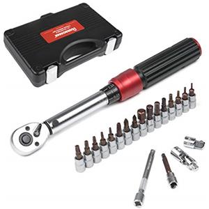 FOURROBBER Chiave dinamometrica da 1/4 per bicicletta e moto, 5-30 NM, chiave dinamometrica a 90 denti con adattatore da 3/8 e asta di prolunga, precisione di errore ± 3%