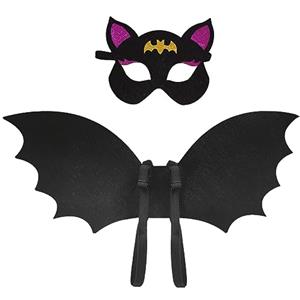 Sprinlot Halloween Costume da Pipistrello, Ali di Pipistrello Bambini, Maschera da Pipistrello, Mantello Ali Nero, Costume Halloween Cosplay Feste Piccolo Bambino