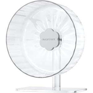 BUCATSTATE Ruota per Criceti, 21 cm Ruota Esercizi Criceto Silenziosa Antiscivolo con Supporto, Accessorio della Gabbia, Giochi per Criceti, Orso d'oro, Topi, Gerbilli, Roditori