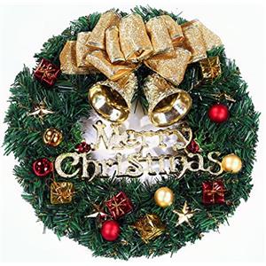 MZSX Ghirlanda di Natale da 30cm, ghirlanda per porta con palline di Natale, fiori di Natale, bacche e pigne per la porta d'ingresso, il camino e la decorazione della parete decorazione interna ed esterna