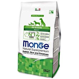Monge Crocchette per Cani Adulto All Breeds con Coniglio, Riso e Patate - 2,5 Kg