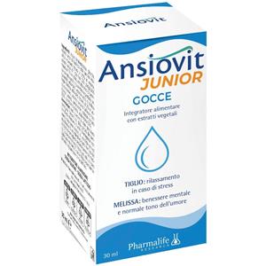 PHARMALIFE RESEARCH Ansiovit Junior Gocce 30ml - Integratore Calmante per Bambini con Estratti Vegetali