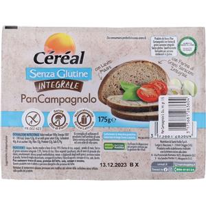 Nutrition & Sante' Cereal Senza Glutine Integrale Pan Campagnolo 175 g - Pane integrale con lievito madre e farina di grano saraceno