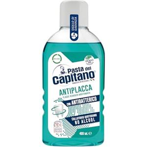 Pasta del Capitano, Collutorio Antiplacca, Collutorio Quotidiano Senza Alcool, Esercita un'Efficace Azione Antiplacca, Con Antibatterico, 100% Made in Italy, Flacone da 400 ml