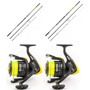 Generico Kit Pesca Surfcasting Canna Colmic Altura 4,20m 100-200g + Mulinello Trabucco Xs Sonic 8000 (2 Canne + 2 Mulinelli)