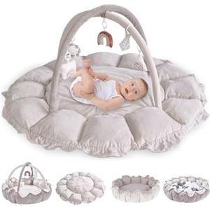 HB.YE 5 in 1 Palestrina Neonato Multiattivita,Palestrine Neonato con 5 Giocattoli,Tappetino da gioco per bambini Palestrina Evolutiva Neonato Palestrina Bambini Tummy Time,Antiscivolo Addensato