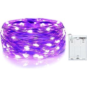 Gcstnn Stringa Luci Led a Batteria, 3metri 30 Led Rame filo Catene Luminose Lucine Fata Luci con timer per per camere, terrazze, Halloween, Natale, decorazione(Viola)