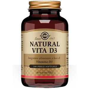 Solgar Natural Vita D3 - Integratore di Vitamina D3 in 100 Perle per Ossa e Sistema Immunitario