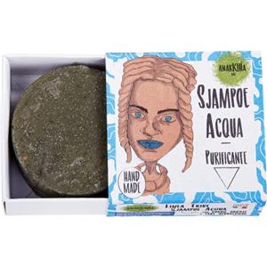 ANARKHIA BIO Sjampoe Acqua - Shampoo Solido Bio - Sapone Detergente Capelli Ricci, Lisci, Mossi, Purificante - Prodotto Naturale con Burri, Argille ed Erbe ayurvediche - 55 Grammi