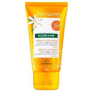 Klorane Polysianes Crema Solare Sublime Viso SPF 30 - Alta Protezione con Tamanu Bio e Monoï, 50 ml