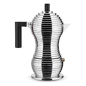 Alessi Pulcina MDL02/3 B - Caffettiera per Espresso di Design in Fusione d'Alluminio e PA, 3 Tazze, Nero