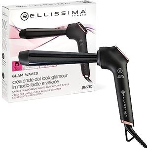 Bellissima Imetec Glam Waves, Ferro Arricciacapelli, Forma Conica, Display, 5 Temperature, Rivestimento Ceramica Diamon e Cheratina, Calore Costante, Puntale Antiscottatura, Riscaldamento Rapido