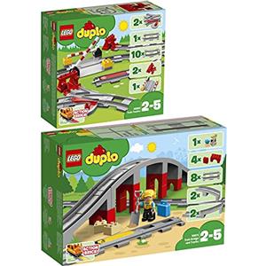BRICKCOMPLETE Lego Duplo, set di 2 binari ferroviari 10882 e 10872