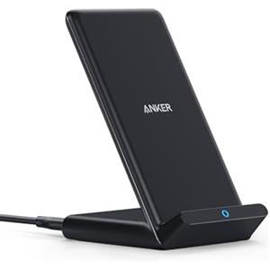 Anker Caricatore Wireless iPhone PowerWave Stand 10W, Caricabatterie Wireless Compatibile iPhone 16/15/14, Ricarica Rapida per Galaxy S10/S9/S9+/S8/S8+/Edge S7/Note 8