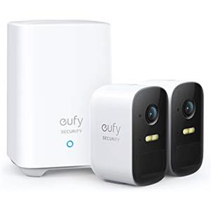 eufy Security eufyCam 2C Kit 2 telecamera wifi esterno senza fili, 180 giorni di durata della batteria, HD 1080p, impermeabilità IP65, visione notturna, compatibile con Alexa, nessun costo mensile