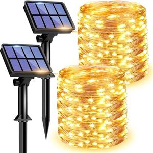litogo [2 Pacchi] Luci Solari Esterno, Litogo 12m 120 LED Catena Luminosa Esterno Filo Luci Led 8 modalità Lucine da Esterno Decorative Per Giardino, Natale, Patio, Cancello, Cortile, Matrimonio, Festa