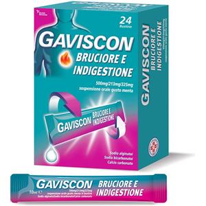 Gaviscon Bruciore e Indigestione Sospensione Orale Gusto Menta 24 Bustine 24x10 ml Bustina