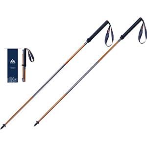 LOVARTS BEAUTY Ultraleggero Bastoni Trekking 2 Pezzi Nordic Walking Bastoncini Bastoni Telescopici da Trekking Antiurto per Zaini da Campeggio (Gold, 120CM)