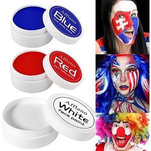 DE'LANCI Trucco professionale per il viso di Halloween, colore bianco, rosso, bianco, trucco professionale per Halloween e corpo, crema per il viso per Halloween, palcoscenico, cosplay, clown,
