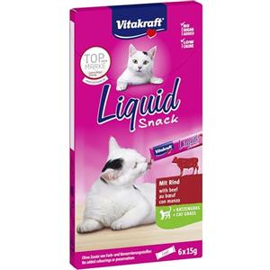 Vitakraft Cat Liquid Snack Manzo con Inulina - Spuntino Liquido per Gatti, 90 g