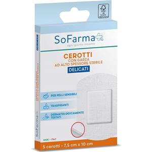 SoFarmaPiù Cerotto Delicato 7,5x10 cm - 5 Pezzi, Ipoallergenico e Traspirante per Pelli Sensibili