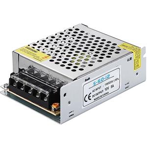 Greluma 1 Pezzo Adattatore di alimentazione 12V 5A 60W, trasformatore di commutazione regolato universale AC 110V/220V a DC 12V 5amp LED Driver per striscia LED, telecamera CCTV, sistema di sicurezza