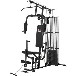 HOMCOM Stazione Fitness Palestra Multifunzione per Allenamento a Casa e Professionale, Acciaio 150x110x210cm Nero|Aosom