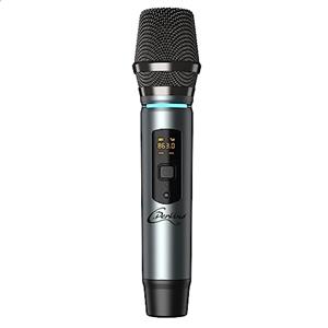 C.Perkins - ROADY-FL-MIC - Microfono palmare professionale senza fili UHF a batteria ricaricabile con display digitale - UHF 863-865MHz - Grigio metallo