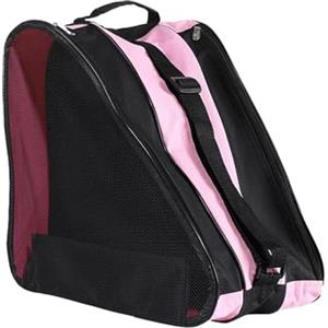 F Fityle Borse per Pattini, Borsa per Scarpe Da Pattinaggio, 3 Scomparti Borse per Pattini Da Ghiaccio in Tessuto Oxford Con PUò Regolare La Tracolla, Rosa