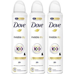 Dove, Deodorante Spray Invisible Dry, con Crema Idratante e Oli Naturali, Antitraspirante, Senza Alcool, Zero Macchie, Pelle Asciutta Fino a 48 Ore, Deodorante Uomo e Donna, 3 Pezzi da 250 ml