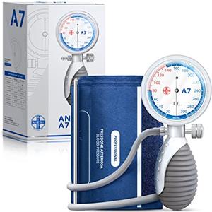 AIESI® Sfigmomanometro Manuale Professionale aneroide palmare per adulti senza stetoscopio ANEROID A7, Impugnatura orientabile, Garanzia Italia 24 mesi