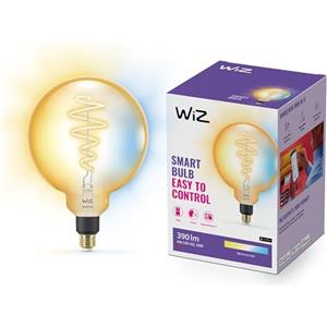WiZ Lampadina Smart WiFi, Luce Bianca da Calda a Fredda, Globo a Filamento Ambrata Globo, E27, 25W, Tecnologia SpaceSense, Controllo Vocale (Alexa, Apple HomeKit, Google Home), Dimmerabile