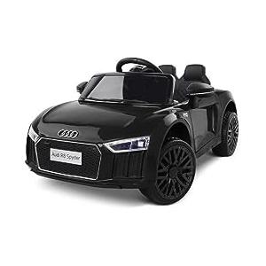 TOYSCAR Macchina Elettrica per Bambini Audi R8 Spyder Full Optional Auto Elettrica per Bambini Telecomandata Sedile in Pelle Porte Apribili Doppio Motore Elettrico 12V Nera