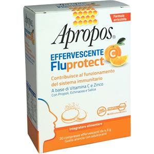 Apropos Fluprotect C - Integratore Alimentare Effervescente Gusto Arancia con Vitamina C e Zinco per il Sistema Immunitario - 20 Compresse