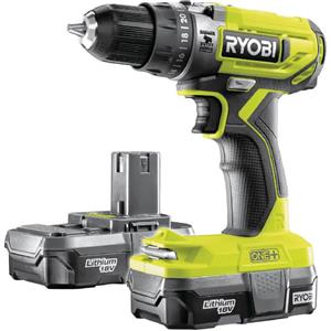 Ryobi Trapano Avvitatore a Percussione R18PD2-215G 18V con 2 Batterie a Litio 1.5 Ah