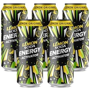 CAIYA 5X Lemonsoda Energy Activator LEMON Bibita Energetica al gusto di Limone 500ml [5 Lattine]