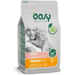 Oasy Cibo Secco per Gatti Adulto Light in Fat - 300 gr, con Pollo Fresco e Ridotto Contenuto di Grassi