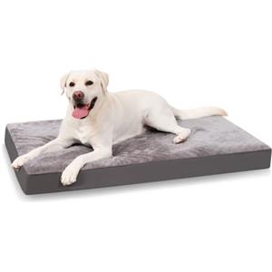KSIIA Cuccia Cane Interno Taglia Grande Media, Cuscino Cane, 88x55cm Grigio | Sfoderabile e Lavabile in Lavatrice, Ortopedico Cuscino per cani, Fondo Antiscivolo, Impermeabile Materassino Letto per Cani
