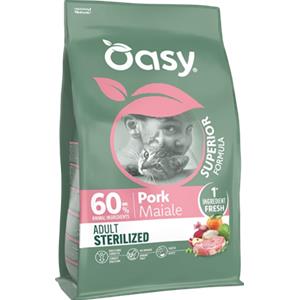 Oasy Alimento Secco per Gatti Adulti con oltre il 70% di Maiale - 300 gr