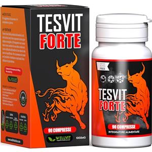 Wellvit integratori TESVIT FORTE - Testosterone Massa Muscolare , Aumento Naturale di Forza Durata Resistenza con Fieno Greco Premium ad Alto Dosaggio, L Arginina, Acido Aspartico, Zinco per Pura Energia e Potenza (90cp)