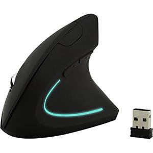 Roadoor Mouse wireless con pulsanti laterali bianco/nero Mouse senza fili USB Mouse ergonomico Mouse verticale DPI regolabile a lungo raggio con luce RGB, per computer portatile nero