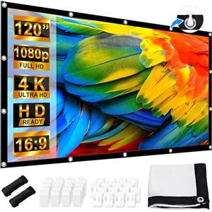 LEORFI Schermo per Proiettore 120 Pollici, LEORFI Telo Proiettore Portatile 16:9 4K Full HD, Anti Rughe Pieghevole, 275x156 cm Schermo Doppia Faccia, Schermo di Proiezione per Esterni per Home theater