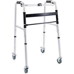 MOPEDIA Deambulatore Pieghevole in Alluminio con 4 Ruote e Freni