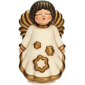 THUN - Puntale Per Albero di Natale Angelo in Ceramica Decorata a Mano, Addobbo Natalizio, Idea Regalo, 11x9.3x17.5 cm h