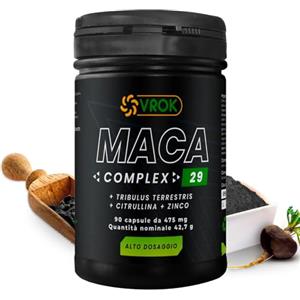 VROK Maca Peruviana Nera Tribulus Terrestris Alto Dosaggio con Zinco, Fieno Greco, Citrullina - Integratore 90 Capsule